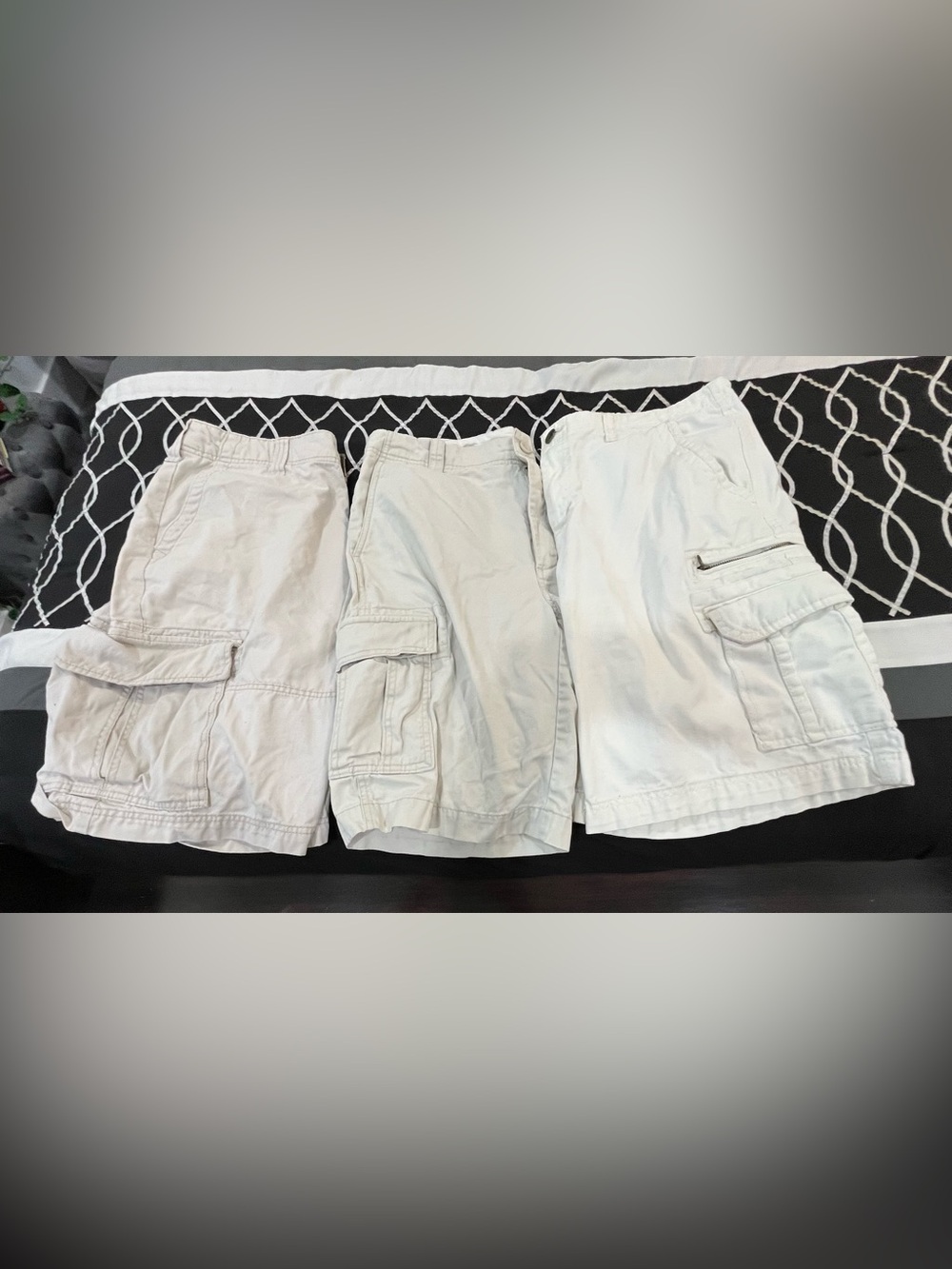 For Men-Bundle 3-American Rag Men's White Cargo Shorts Trio Light Neutral Tones